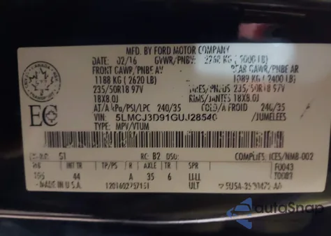 2016 Lincoln Mkc Reserve z USA, uszkodzony, nr VIN 5LMCJ3D91GUJ28540